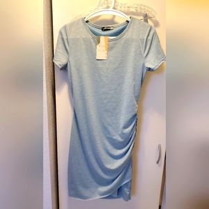 BTFBM Women's 2023 Summer Casual Beach Dresses Crew Neck Short Sleeve Wrap Party